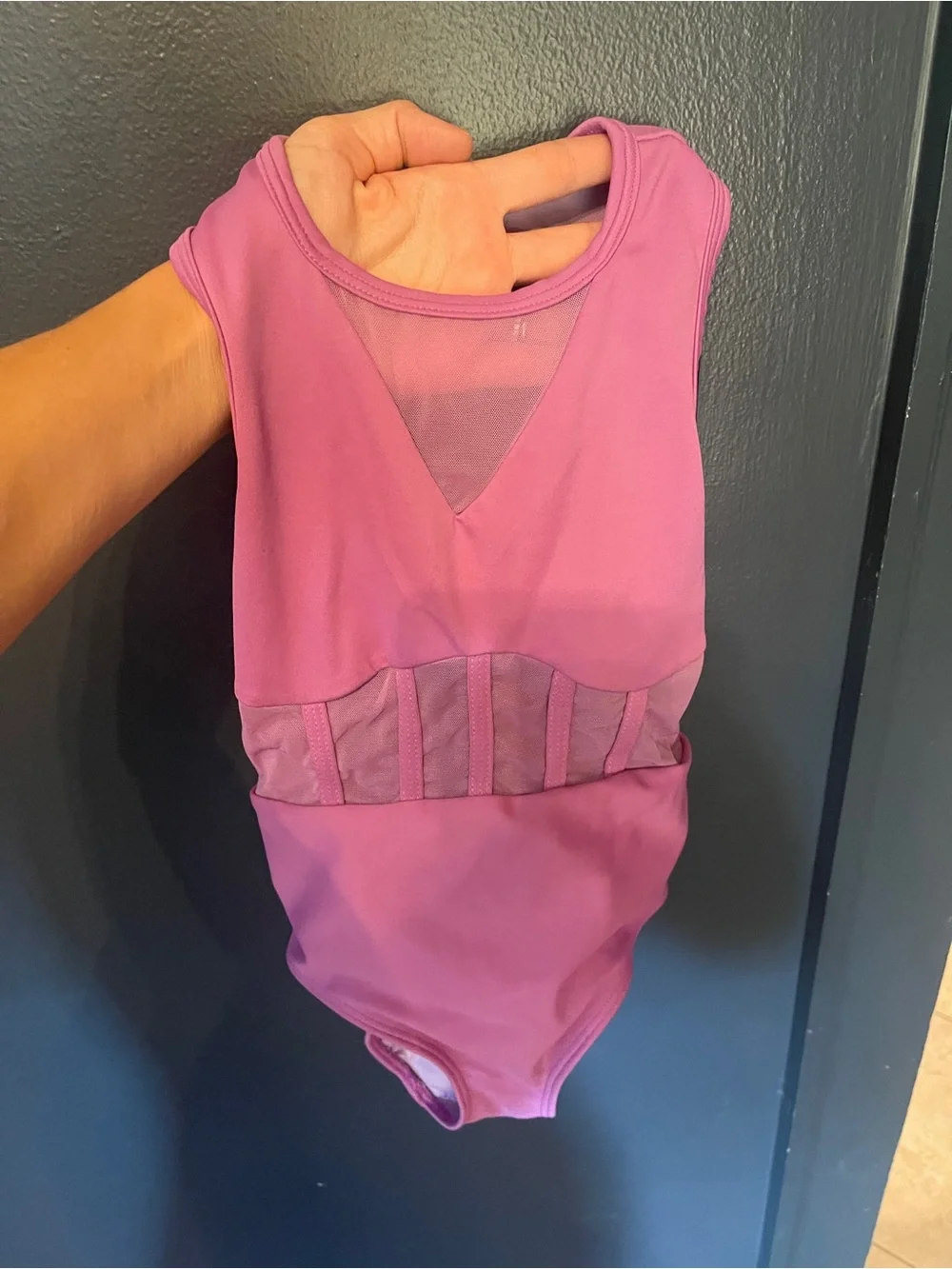 Five Dancewear Purple Leotard with Sheer Waist Panels; Youth Large